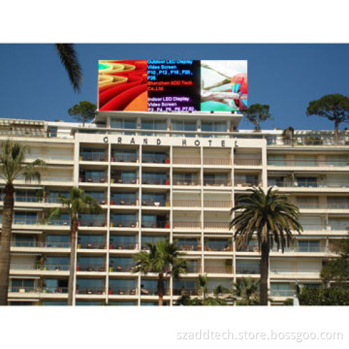 P10 Hotel Outdoor LED Display, Installed at Top of Hotel